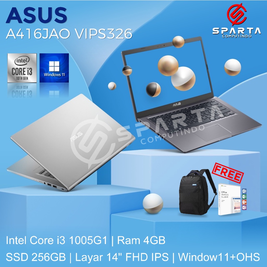 Laptop Asus A416JAO VIPS326 Core i3 1005G1 4GB 256GB SSD 14″ Win 11 + OHS 2021