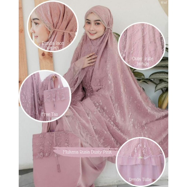 Mukena rusia Dalanova dustypink & mint green