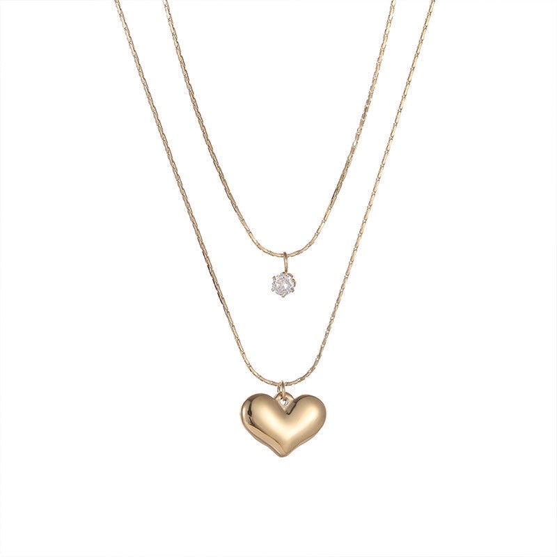 Kalung Titanium Love Diamond 2 Layer Premium Gold 18K Fashion Korea Style