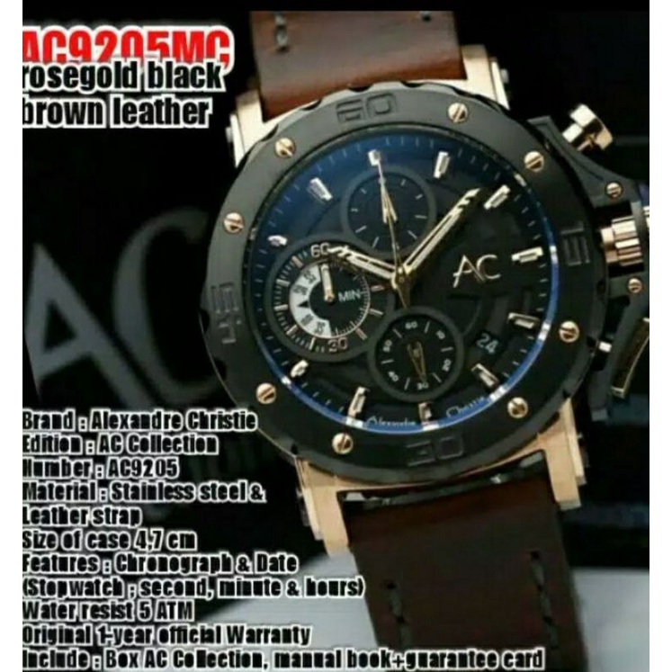 Jam Tangan Alexandre Christie Pria Original Ac9205 kulit christy