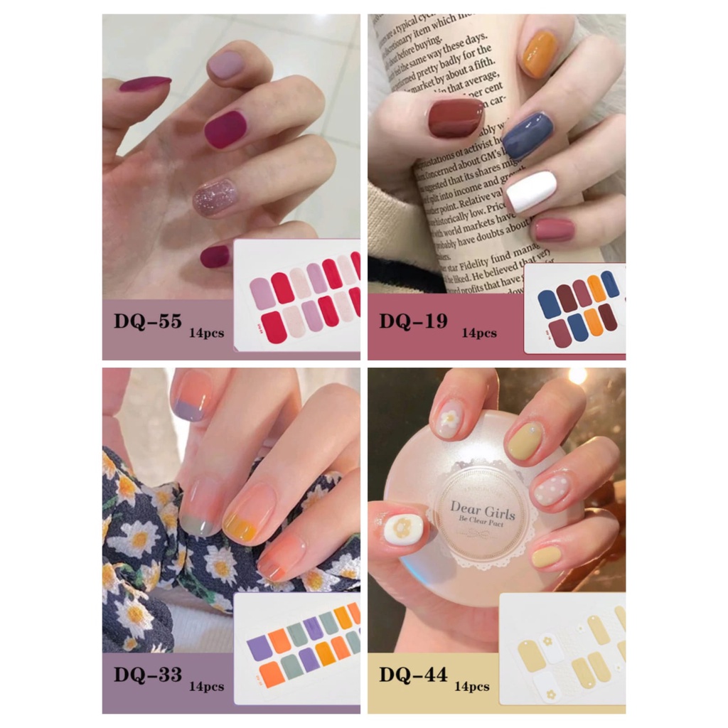 14pcs / set Stiker Kuku / Stiker Kuku Murah / Nail Art Sticker / Nail Art &amp; Sticker DQ Series Premium