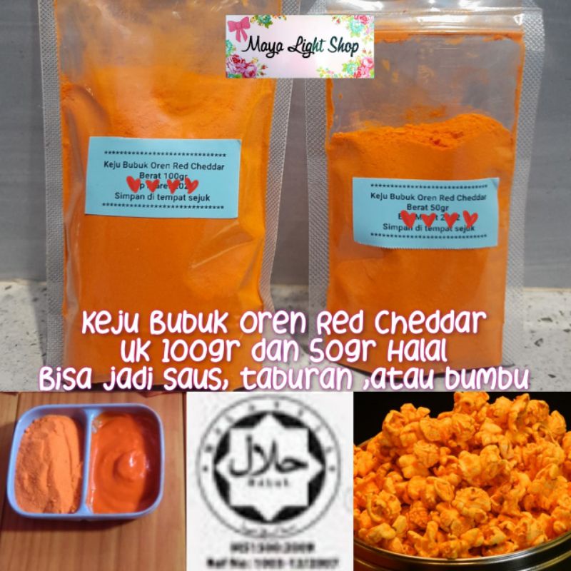 Keju Cheddar Bubuk 100gr Halal red cheztone cheese powder saus sauce saos keju bubuk bumbu tabur popcorn kentang keripik murah