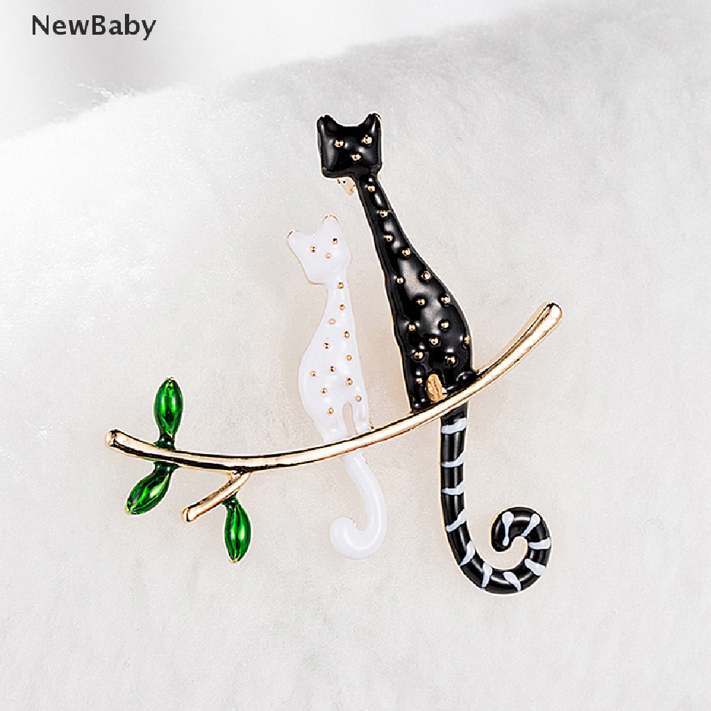 Newbaby Bros Pin Enamel Desain Kartun Pasangan Kucing Untuk Dekorasi Kerah Pakaian