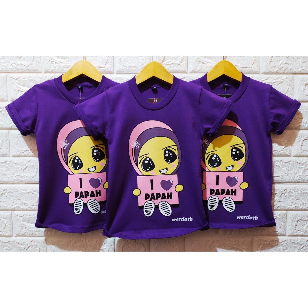 Kaos Anak Distro Bahan Adem I Love Papah ungu