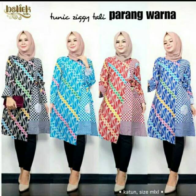 [ TERMURAH ] TUNIKBATIK TUNIC ZIGGY TALI PARANG WARNA Cantik Warna Seragam Kantor  Modern Cantik