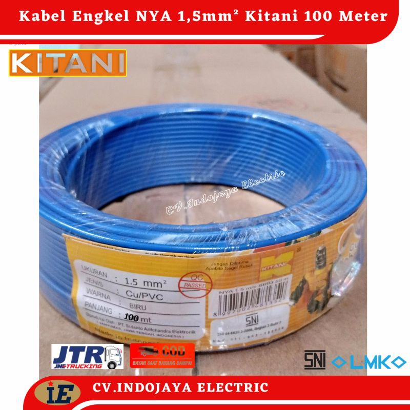 Kabel Nya Kitani 1.5 mm² Panjang100 meter Kabel Listrik Kawat Tunggal/Engkel