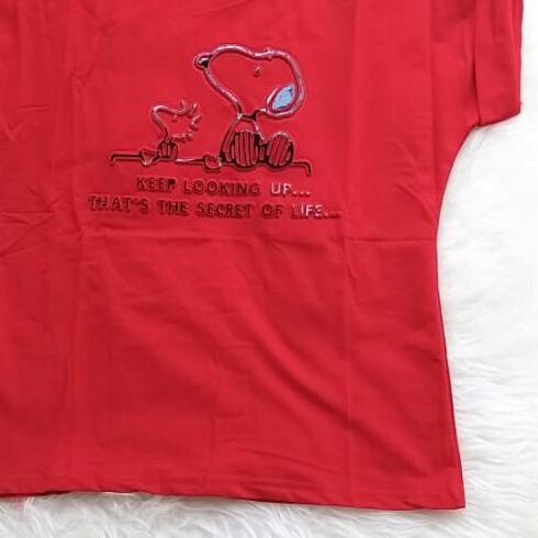 ☊ kaos import snoopy 3D timbul tshirt wanita motif bukan sablon - Biru Muda ♞
