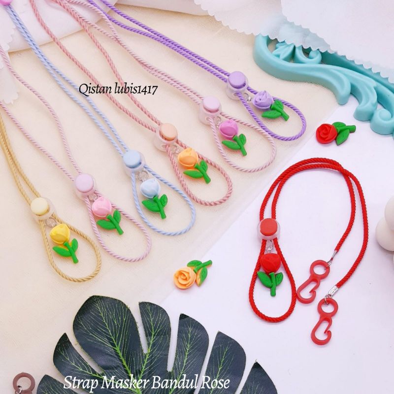 Strap Masker Rose Embos|Bandul Rose|Bandul Melody|Ice Cream Fruit|Strap Masker Clay Angel