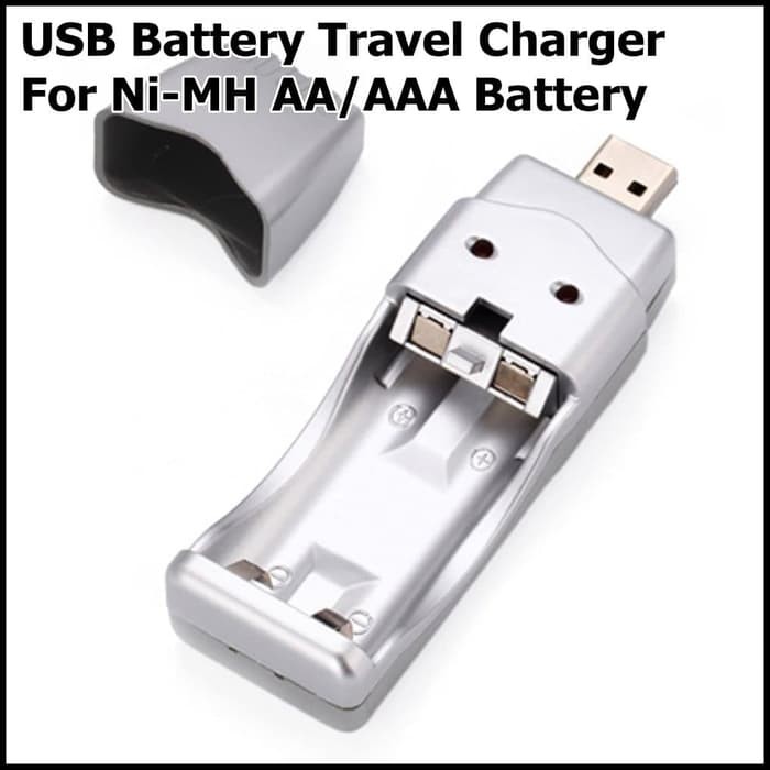 USB Battery Travel Charger for Ni MH AA AAA Battery Silver