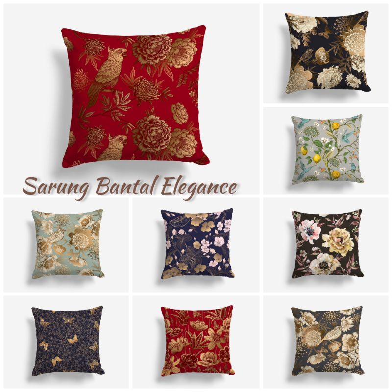 SARUNG BANTAL SOFA PRINT FLORAL BUNGA ELEGANCE SERIES 40X40 CM ELEGANT