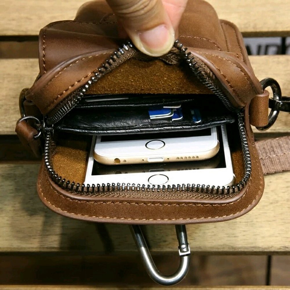 TERLARIS  tas selempang pria - tas pinggang import murah murmer - tas kulit branded batam - tas ip