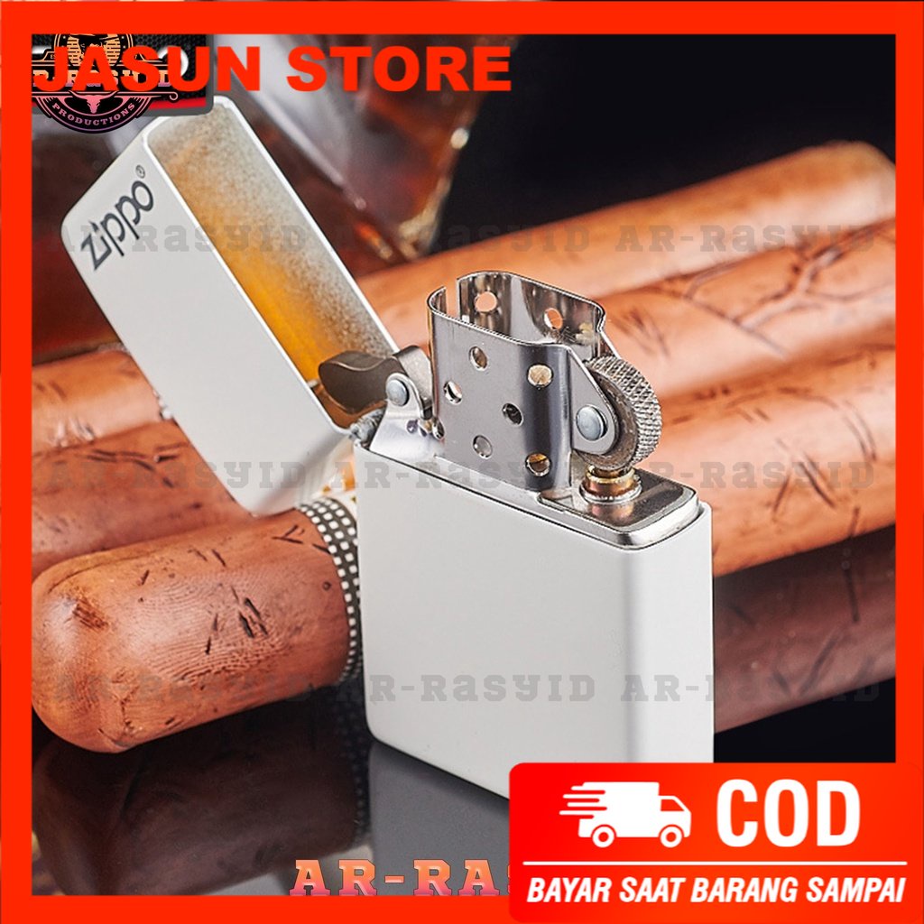 BISA COD! Korek Api Minyak Zippo Matte White Putih Logo 214 ZL