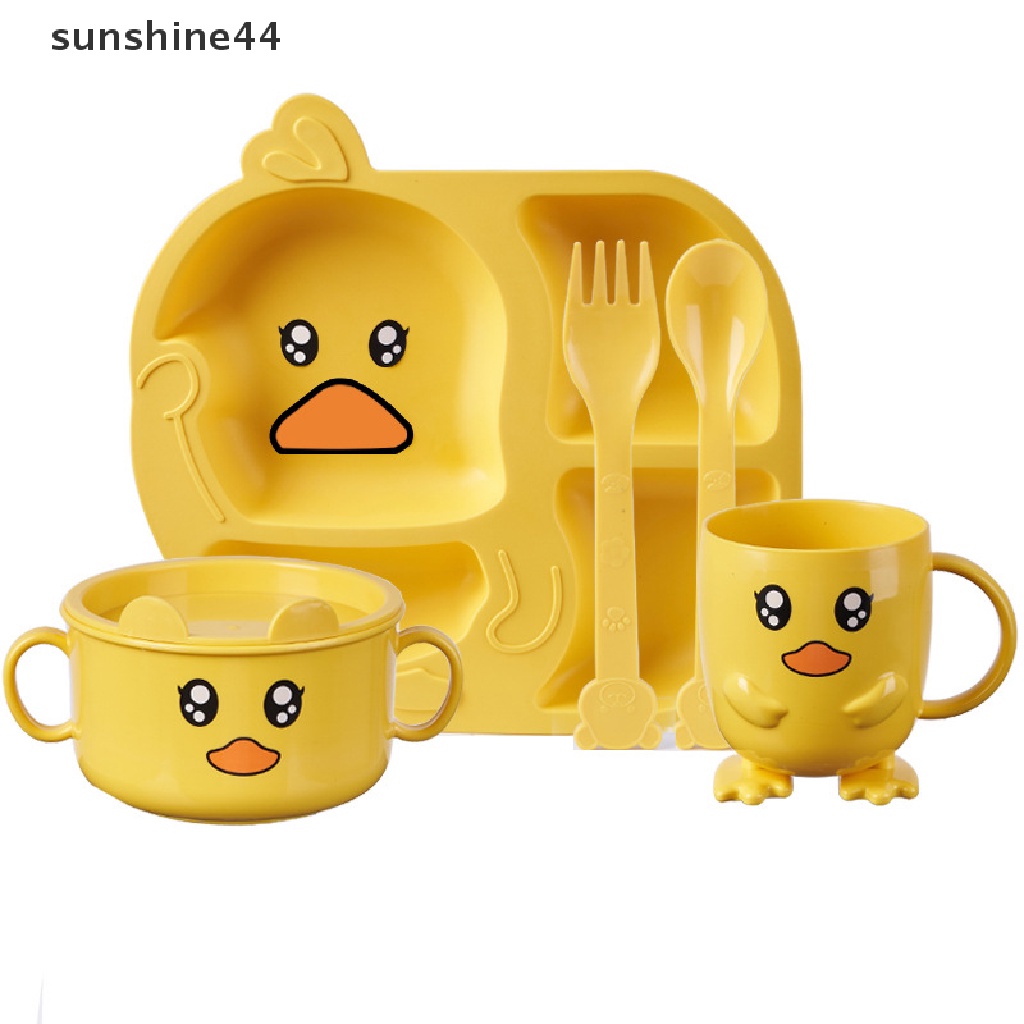 Sunshine set Piring + Gelas + Sendok + Garpu Bahan Plastik Untuk Anak Tk