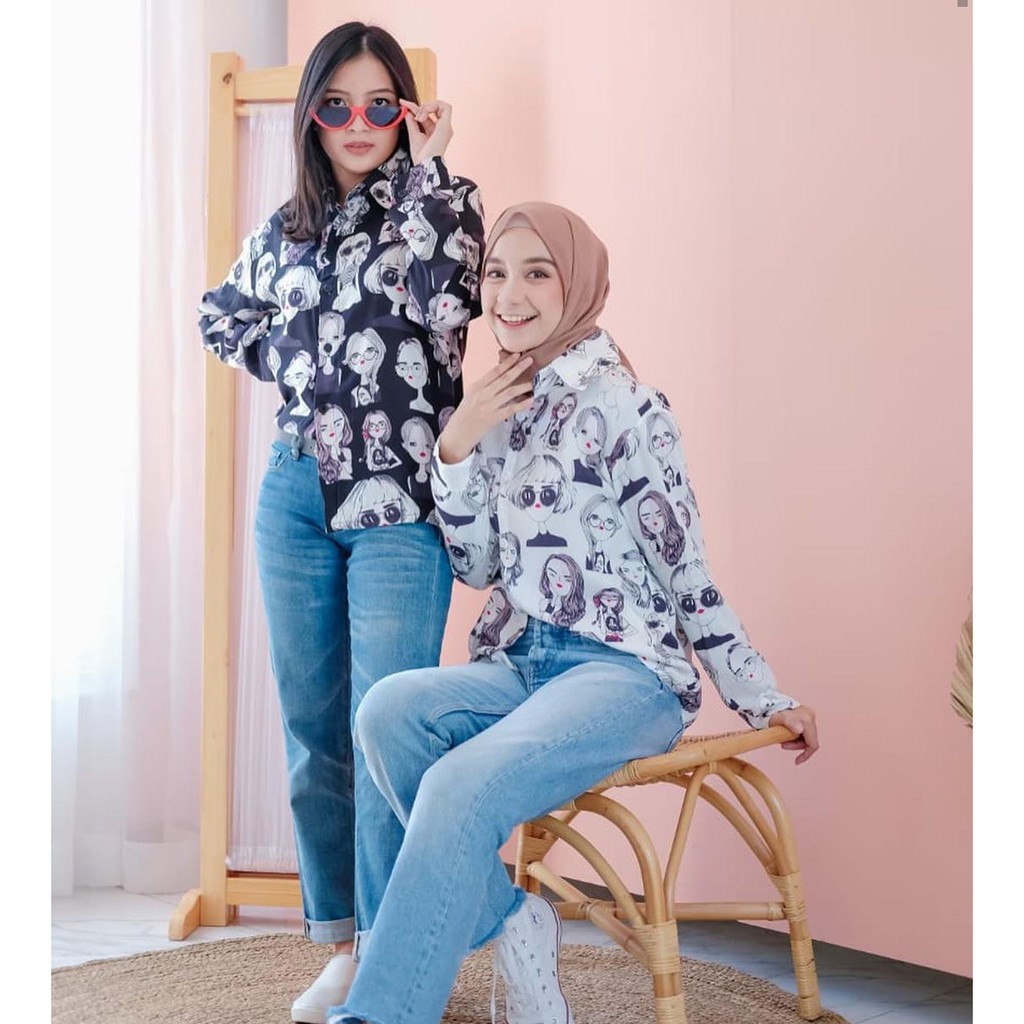 KEMEJA MEGAN KANCING // KEMEJA RETRO / KEMEJA Wanita / KEMEJA MOTIF / KEMEJA WANITA / KEMEJA KEKINIAN