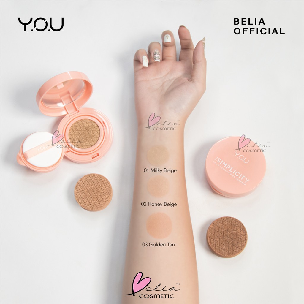 ❤ BELIA ❤ YOU The Simplicity Glowy CC Cushion (NEW PACKAGING) | Color Corrector CC Cushion Y.O.U Makeups (✔️BPOM)