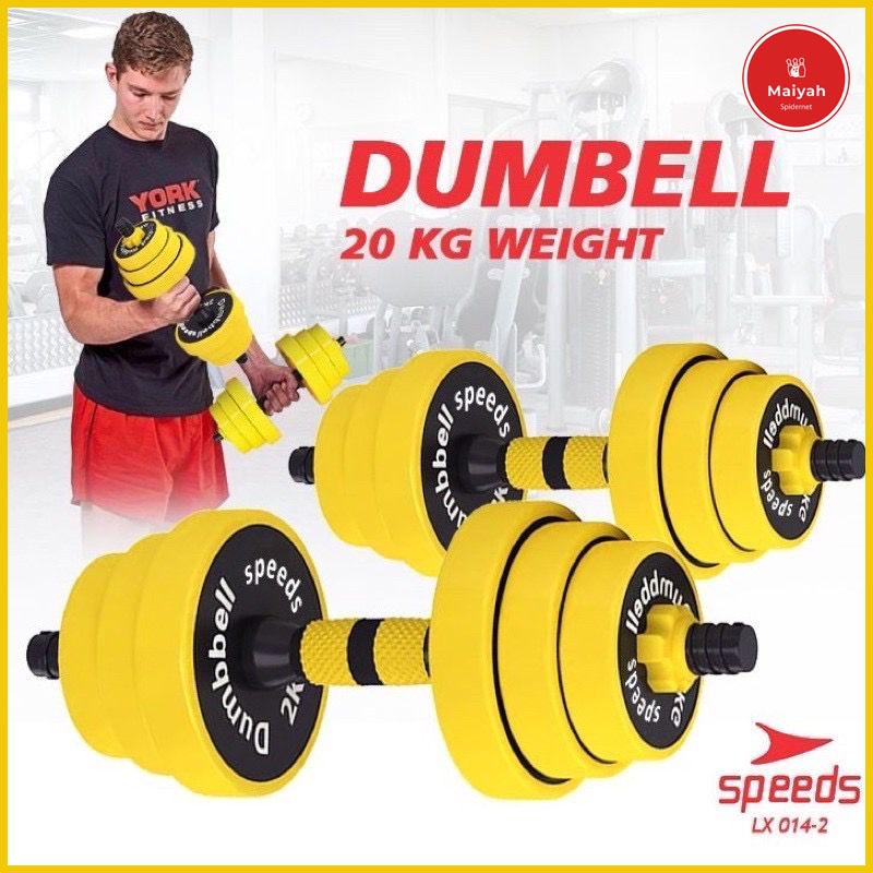 Dumbel Barbel Set Max 20kg Dumbell Dumble Alat Fitness 2 Pcs LX 014-2 dubel barbell babel angkat beb