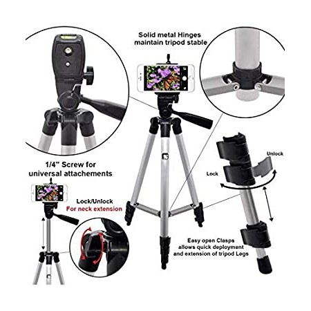 TRIPOD T3110 Universal Tripod HP dan Camera plus Holder U Clamp Lightweight Aluminum 3 Section Leg