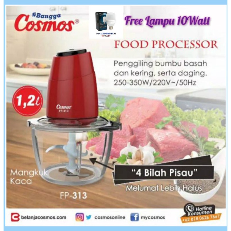 Cosmos Food Processor Turbo Knob Chopper Mini 1.2Liter FP313