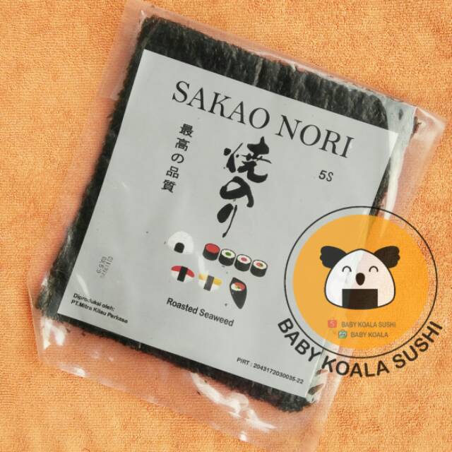 SAKAO Sushi Nori 5 S Halal │ Nori Grade C for Sushi Kimbab/ Gimbab │ Lembar Rumput Laut