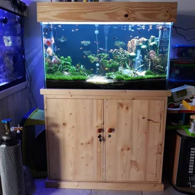 PAKET AQUARIUM DEKORASI AQUASCAPE LEMARI CABINET FULLSET 90x45x55