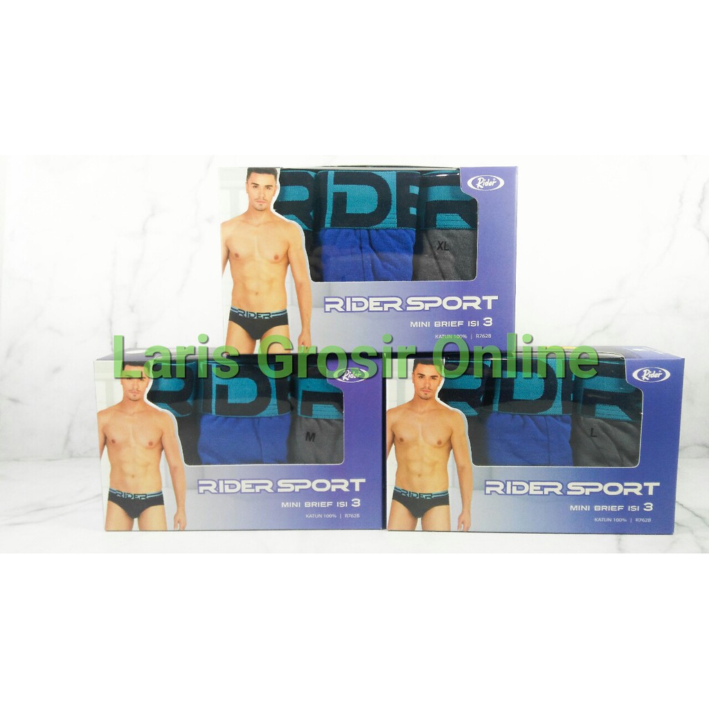 Celana Dalam Rider R762 B Isi 3pcs | CD Pria Rider Sport Katun