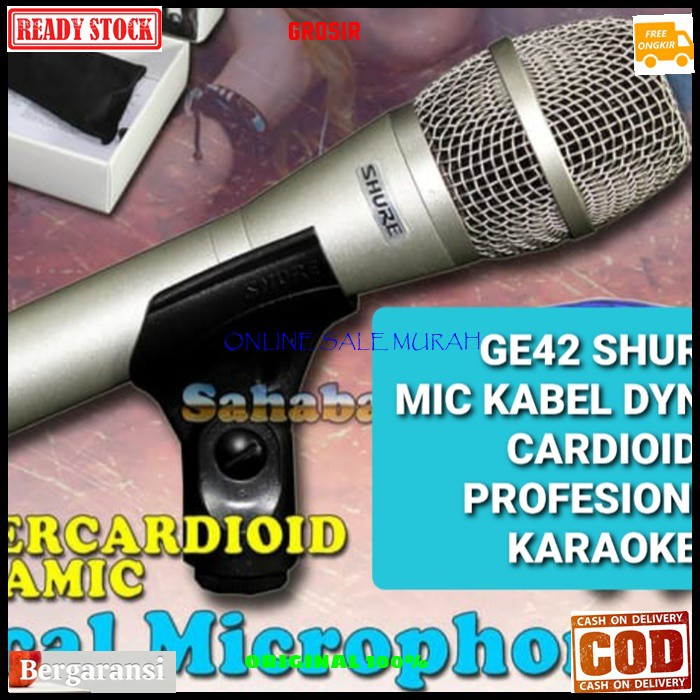 G42 Shure Mic kabel sound system Microphone dynamic cardioid profesional karaoke vocal vocal audio mik pengeras suara pro profesional vokal mikrophone G42   BISA DIGUNAKAN SEGALA JENIS AUDIO SOUND  LANGSUNG NYALA TANPA PAKAI BATERAI  Bahan dari besi metal