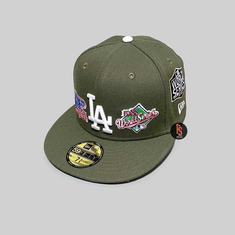 TOPI NEW ERA ORIGINAL 5950 WS MULTI PATCH LOS ANGELES DODGERS OLIVE