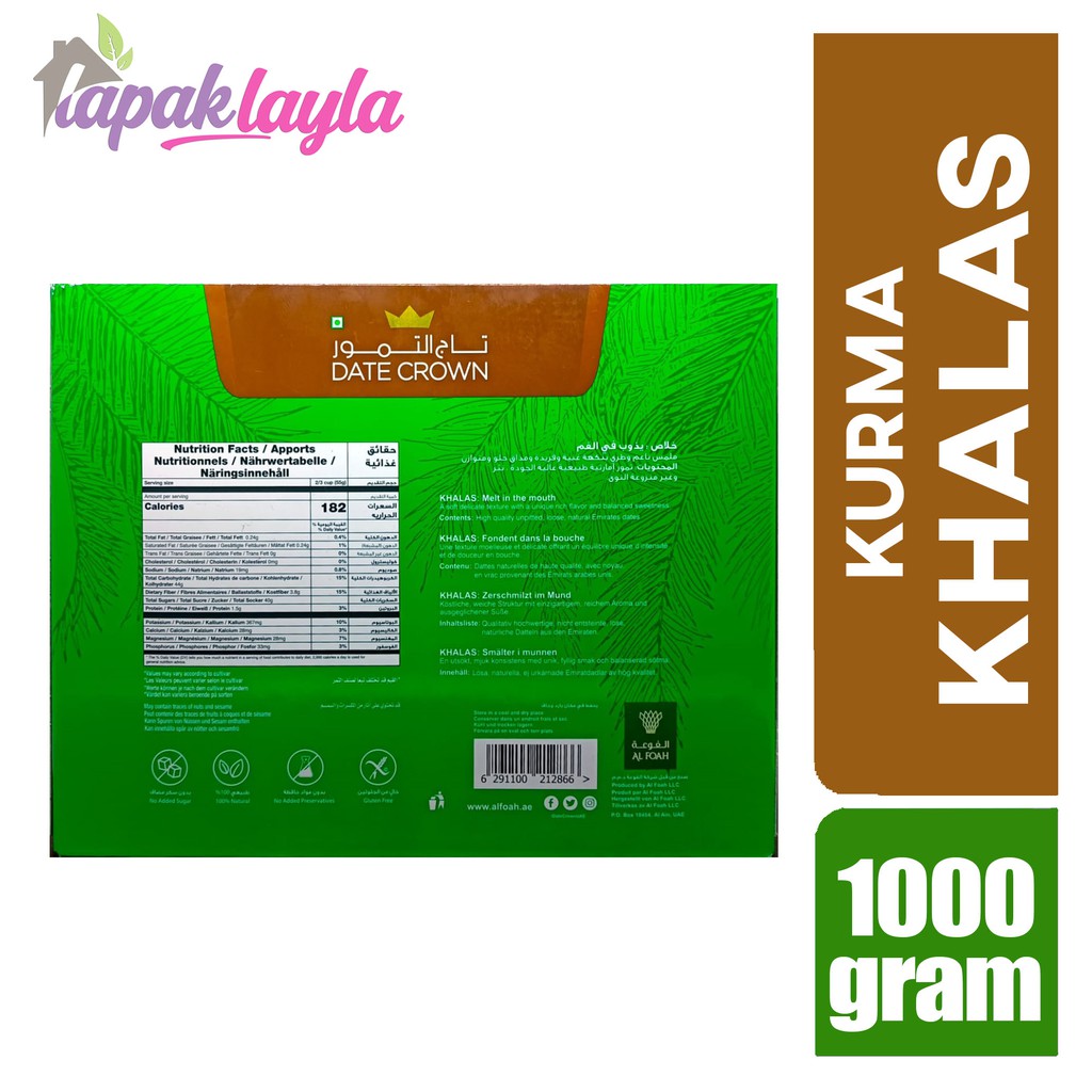 Kurma Date Crown Khalas kemasan 1 Kg