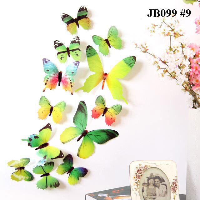 YA 426 - STIKER DINDING 3D MOTIF KUPU-KUPU 3D WALL STIKER 12 BUTTERFLY PVC