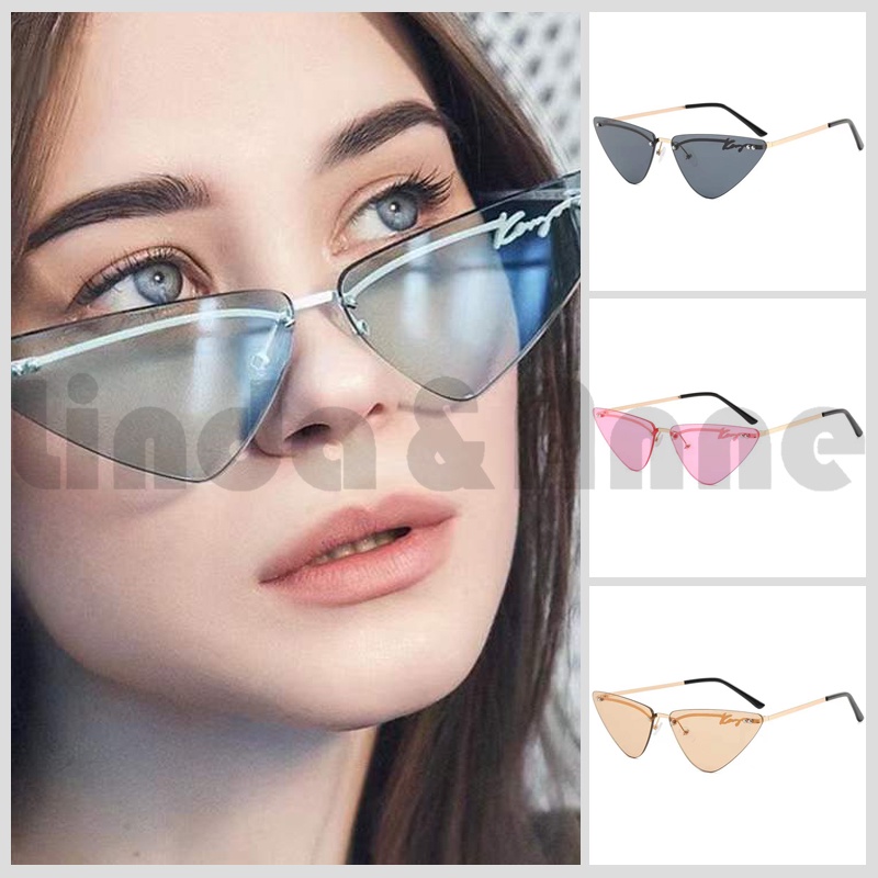 Frame&amp;Lensa Kacamata Besi Triangle Cat Eye Korean Aksesoris Fashion High Quality