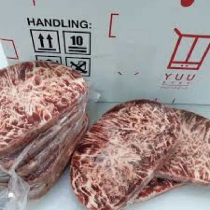 Daging Sapi Sirloin Yuu Beef Steak Premium Wagyu Meltique 1kg isi 5pcs