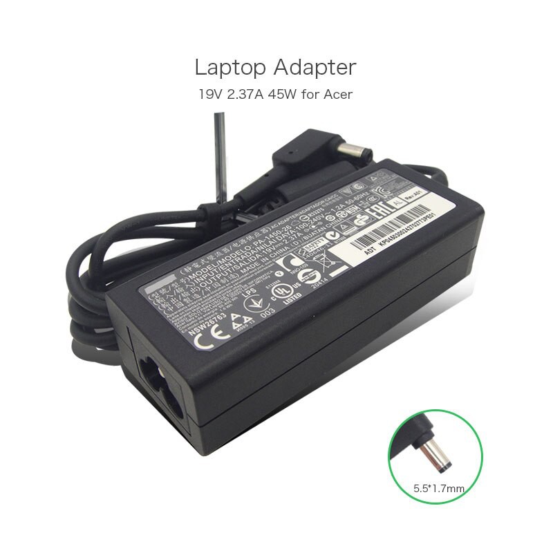 Charger adaptor laptop 19v 2.37a dc 5.5x1.7mm adp 45th a pa-1450-26 for Acer aspire e5 es1 b116 r5-471 - adapter notebook