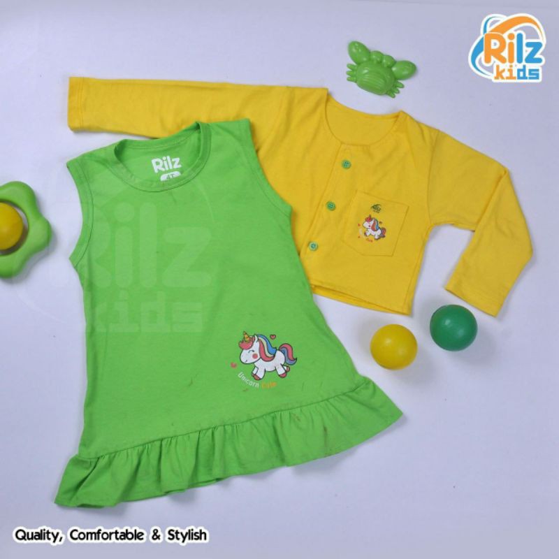 Rilz kids setelan kaos anak tunik rompi