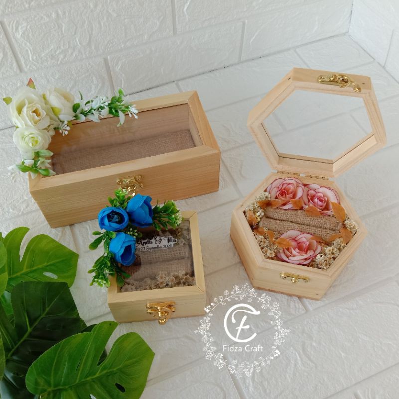 Kotak cincin kayu kotak uang kayu kotak rustic