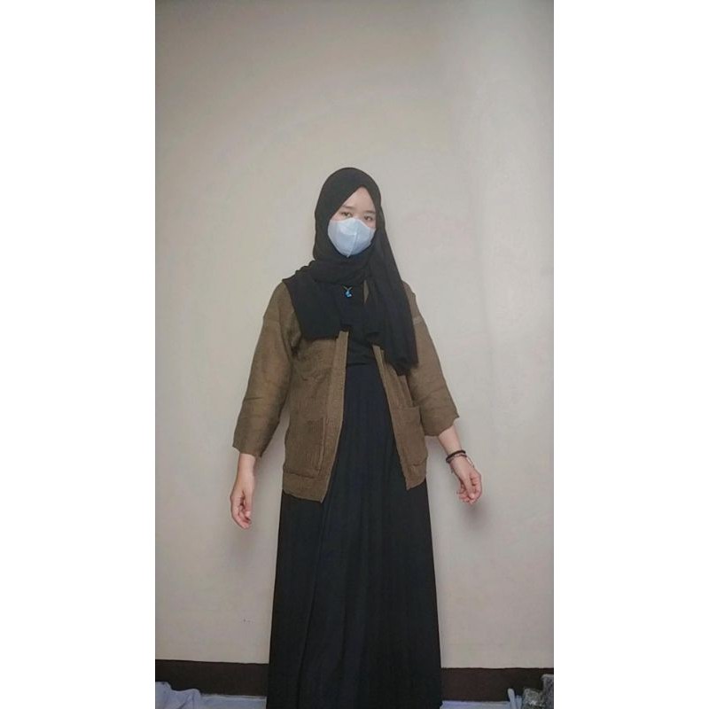 LOOCY CARDY CAMERUN Atasan Wanita Rajut Knit wear Kardigan Baju Cardygan Muslim Saku-Bronze