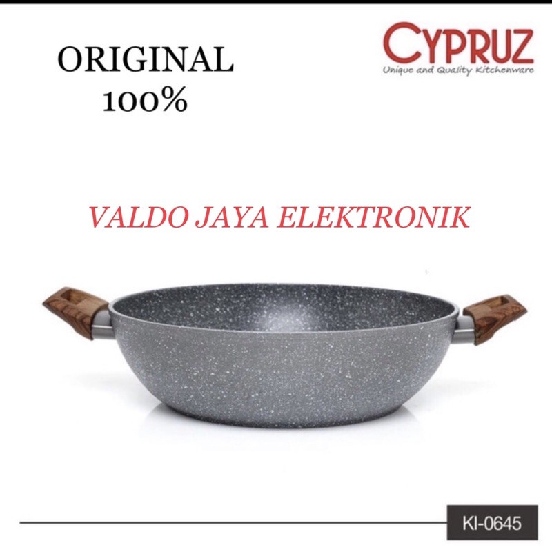 Kuali Fry Wok CYPRUZ Marble Coating Ki-0645 Wajan CYPRUZ KI 0645 Wajan Marble