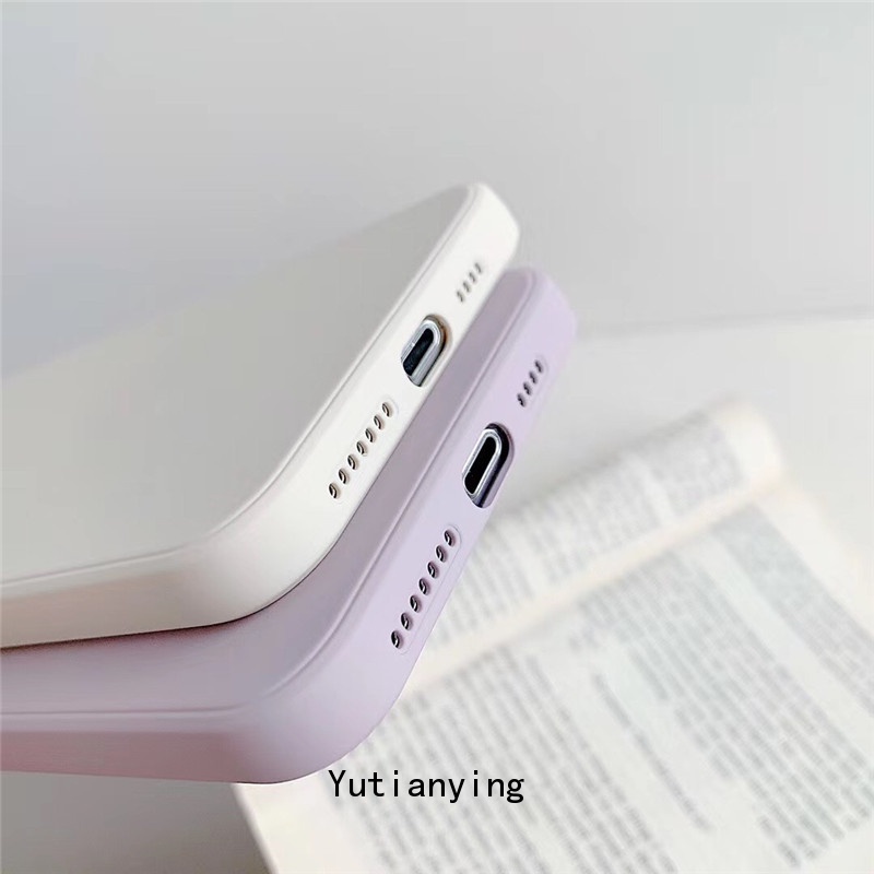 iPhone 6 6s 7 8 Plus Soft TPU Case iPhone 11 12 Pro Max XS MAX X XR SE 2020 Solid Color Straight Edge Camera Lens Protector Cover