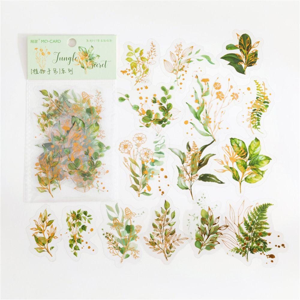 Mxbeauty Stiker Bunga 30pcs/Pack Stationery Golden Outline Transparan Warna Warni Bahan Scrapbooking Stiker