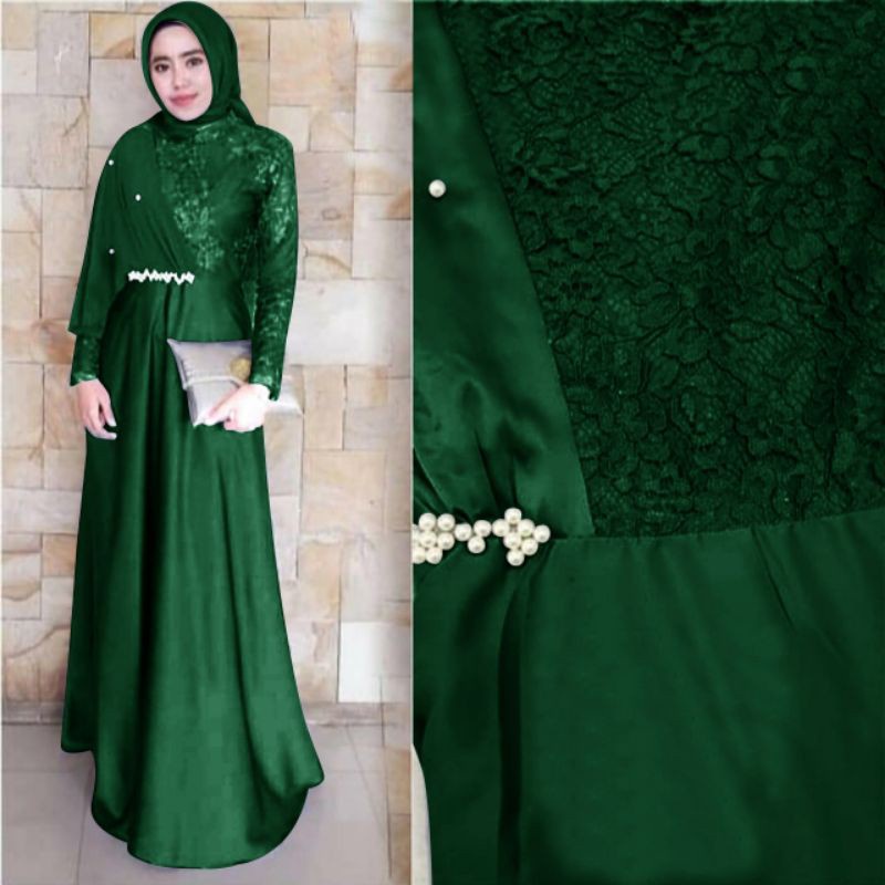 COD ✔ MAXI SANTIKA MIX BROKAT mF / DRESS WANITA MUSLIM / PAKAIAN PESTA WANITA