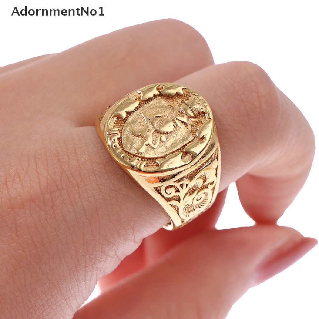 (AdornmentNo1) Cincin Lapis Emas 18K Desain Kepala Elang Ganda Gaya Punk Untuk Pria