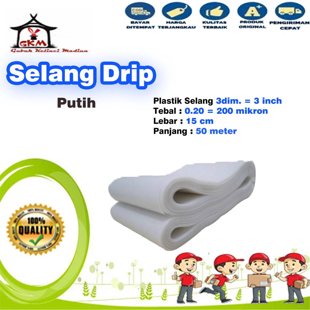 Selang Drip Selang Irigasi Selang Sawah Putih 3 Inch 3 Dim 50 Meter