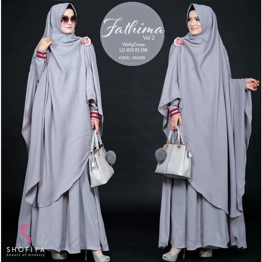 Baju Jessy Fashion FATHIMA VOL2 SYARI Bahan MOSCREPE (FREE HIJAB) Baju Gamis Terbaru 2022 Kekinian S