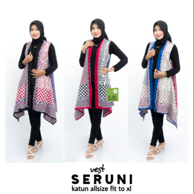 Vest seruni outer batik wanita modetn kasual elegan