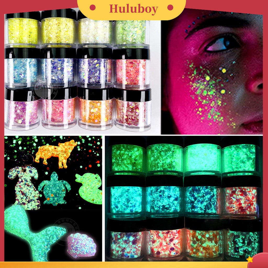 Huluboy Huluboy♡ 1 Botol Serpihan Glitter Glow In The Dark Untuk Dekorasi Nail Art