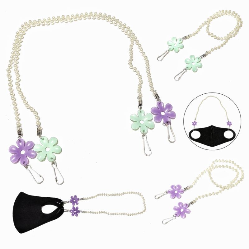 Kalung Masker Strap Mask Korean Jasmine Flower Charm Pearlstring Series Korea Mutiara Bunga