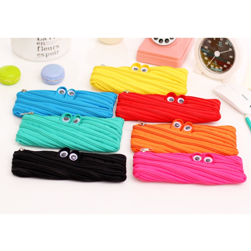 

Tempat Kotak Pensil Lucu Zipper dan Mata - 1 Pcs Random Colour