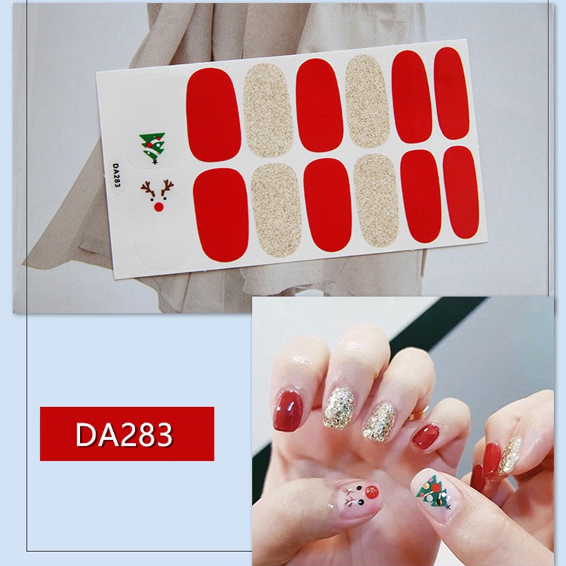 Da281-300 14pcs/lembar Stiker Kuku Palsu 3d Tema Natal Untuk Nail Art Diy