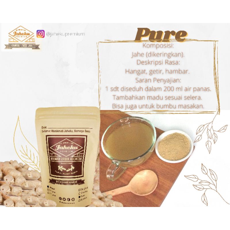 

(PROMO) Serbuk Jahe Tanpa Gula Jaheku Premium Pure 100 gram