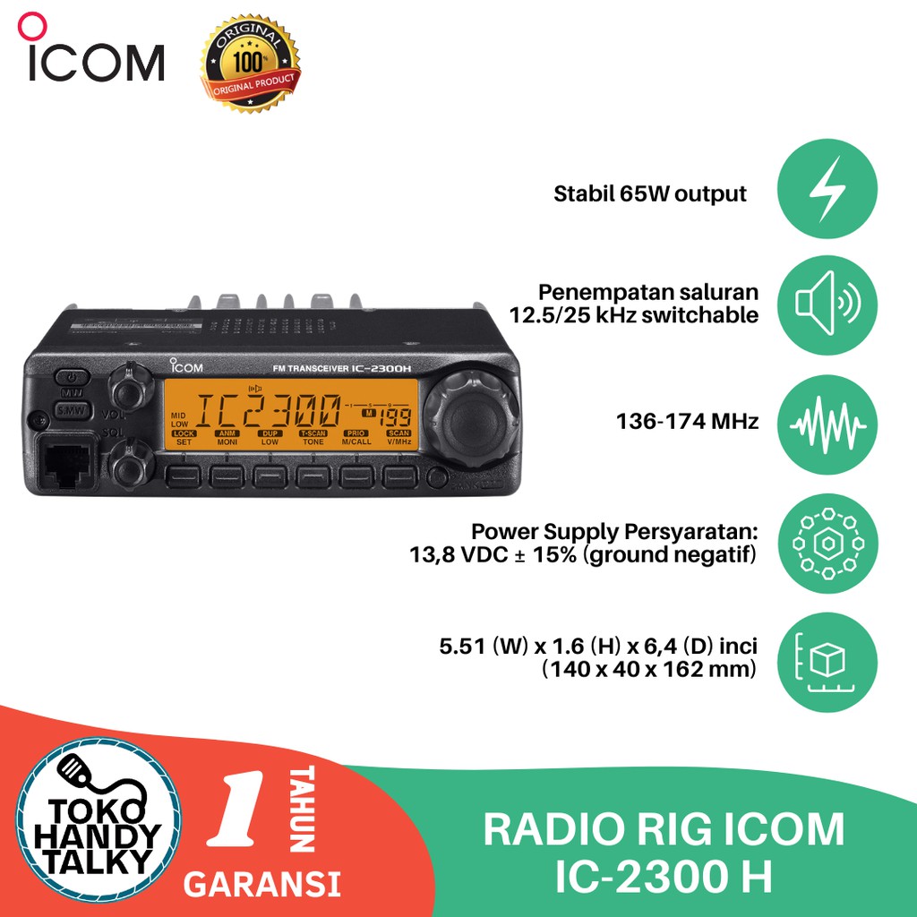 RADIO RIG ICOM IC-2300 H 2300H VHF MOBIL TRANSCEIVER NEW GARANSI RESMI POSTEL