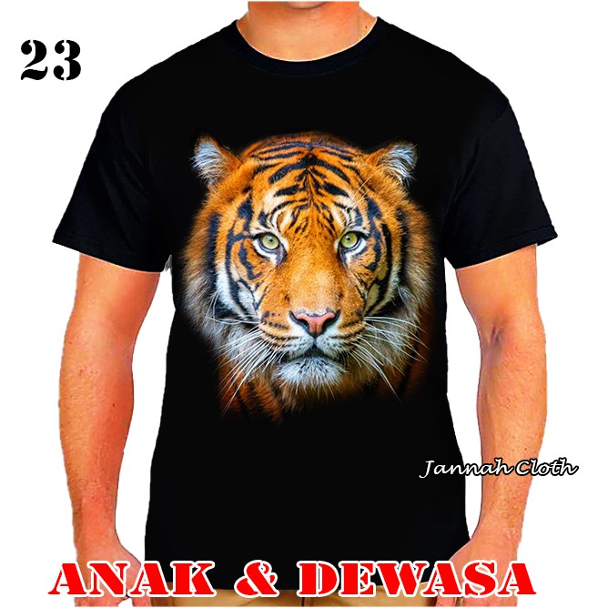 Baju Kaos Motif Harimau Tiger Head 3D Printing TGR 23